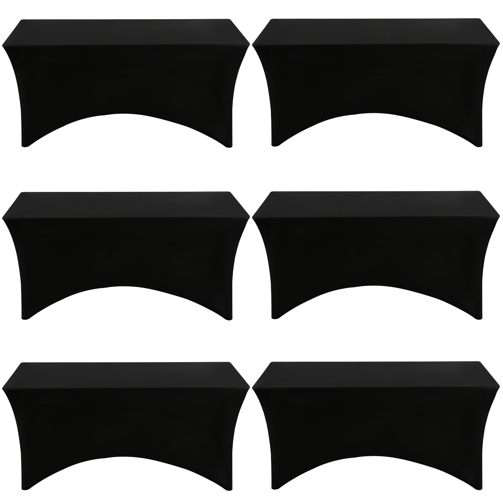 

6 Black Fitted Table Covers, Black Table Cloths Rectangle 8ft, Spandex Table Covers, Table Cloths For 8 Foot Rectangle Tables, Fitted Tablecloth, 96''l X ''w X ''h Inches For Valentines Decorations