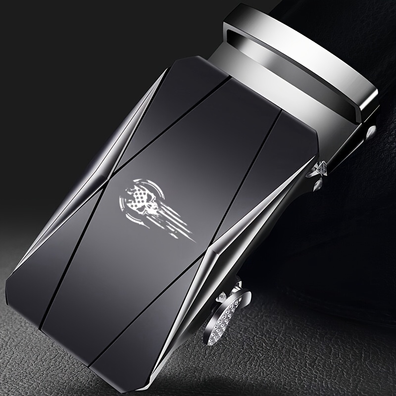 Skull & American Pattern Men's Belt with Automatic Buckle