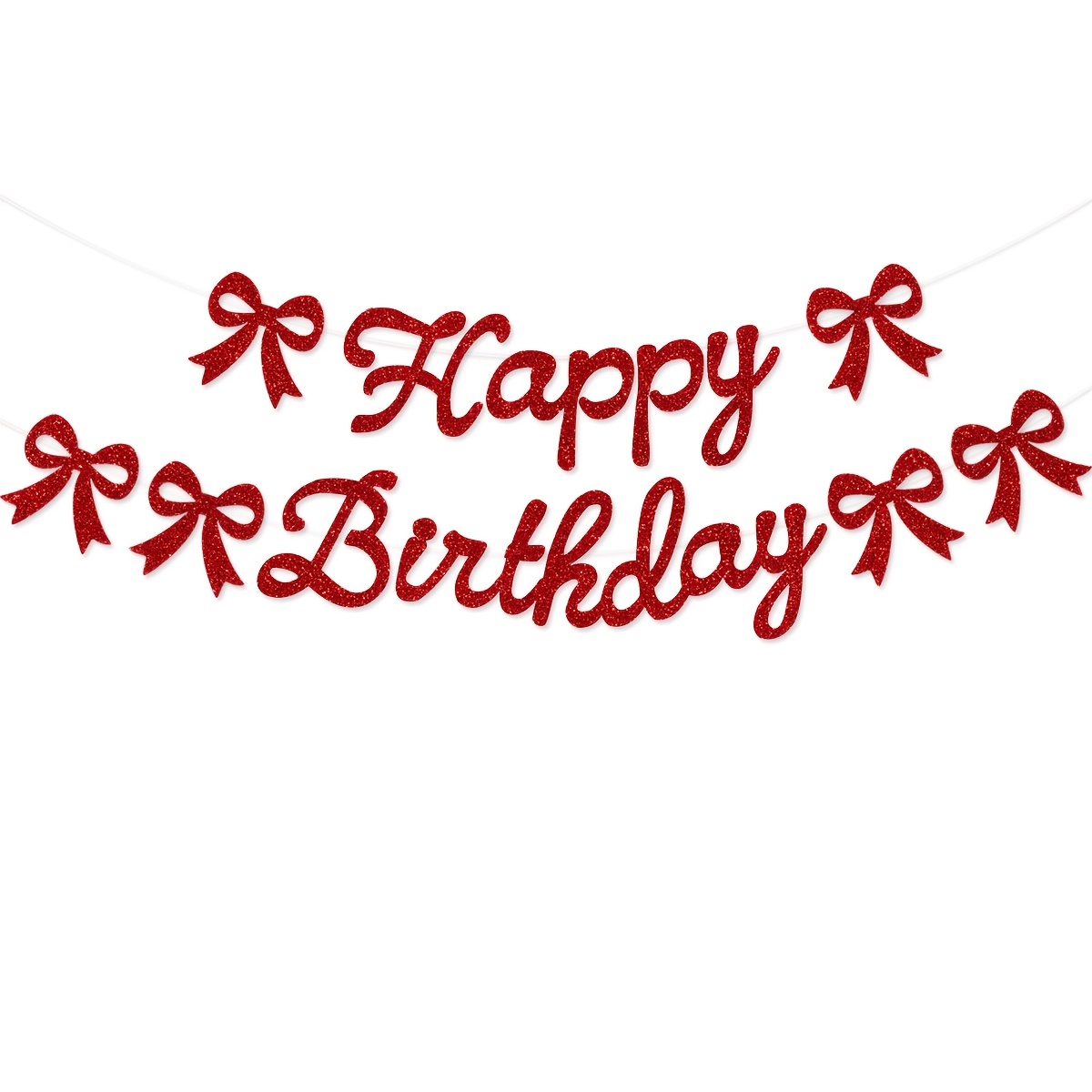 Image of Bow Birthday Party Decorations - Happy Birthday Banner And Bow Party Garland, Comfortable Birthday Party Decor Bunting For Girls/boys