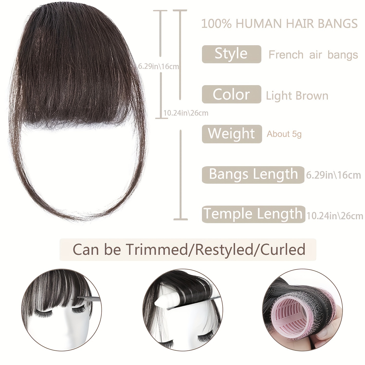 100 real hair clip style bangs with storage box thin bangs clip   bangs sideburns and fine bangs hair extension suitable for womens daily   accessories details 7
