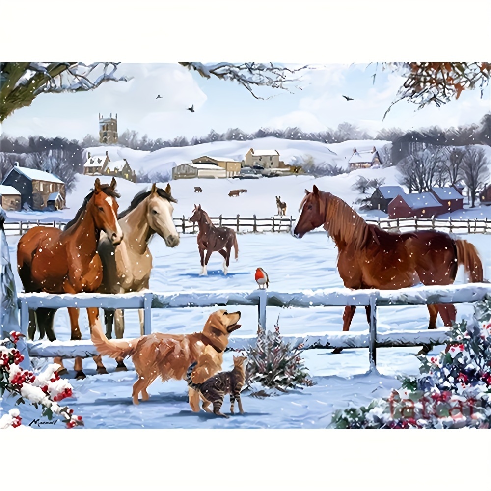 

30*40cm/11.8*15.7in Horse Fashion Diy 5d Diamond Painting Full Diamond With Number Kits Home And Kitchen Fashion Mosaic Diamond Painting Canvas Wall Decoration Gift Crafts