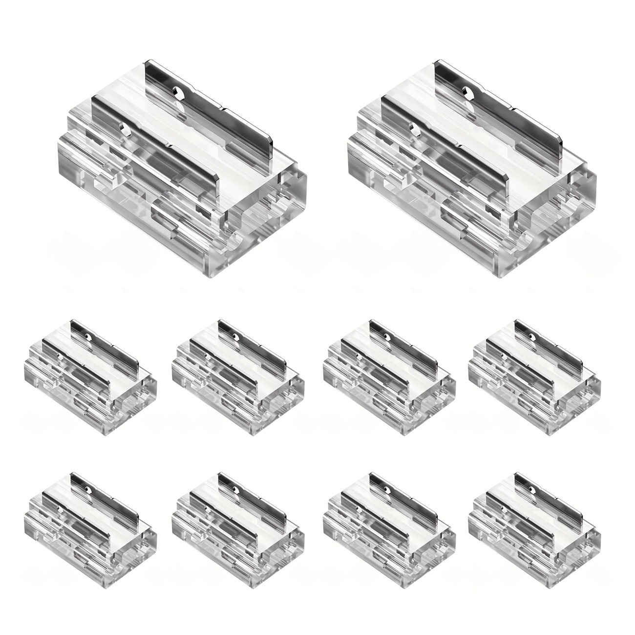 TEMU 10-pack 9-in-1 Led Strip Connector Headset, Wire--shaped Crystal Connector, T-shaped Cross Connector, Suitable For 8mm 2-pin Cob/smd 2835/3528