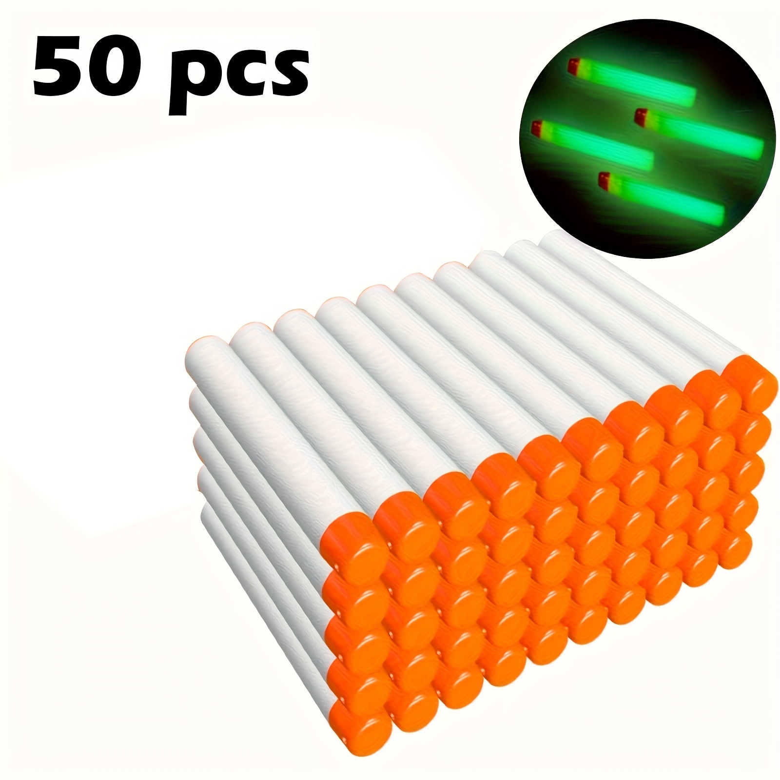 Image of 50/100pcs Darts Refill Suitable For N Elite 2.0 Series -the-dark Bullets - Compatible With All Elite Blasters, Perfect For Christmas Gifts, Party Games