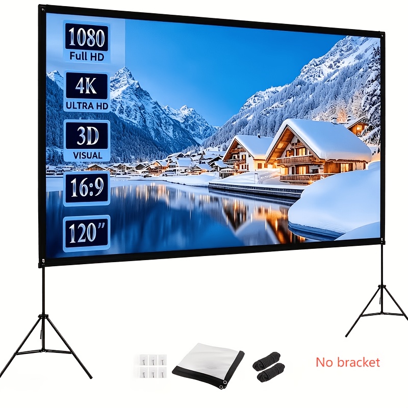 TEMU 100-inch 4k Ultra Hd Portable Projection Screen, 16:9 Wrinkle-free Movie Screen, Suitable For Home Theater, Compatible With Smartphones/laptops