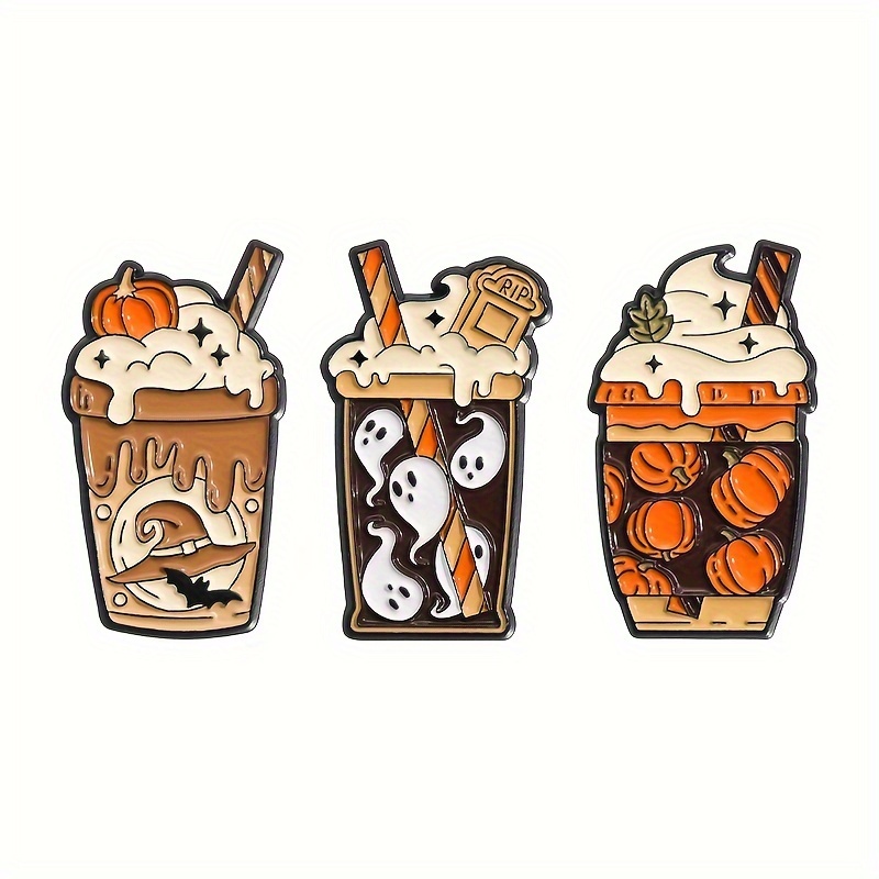 Image of 1/3pcs Halloween Milk Tea Cake Cup Creative Brooch Badge Clothes Backpack Accessories