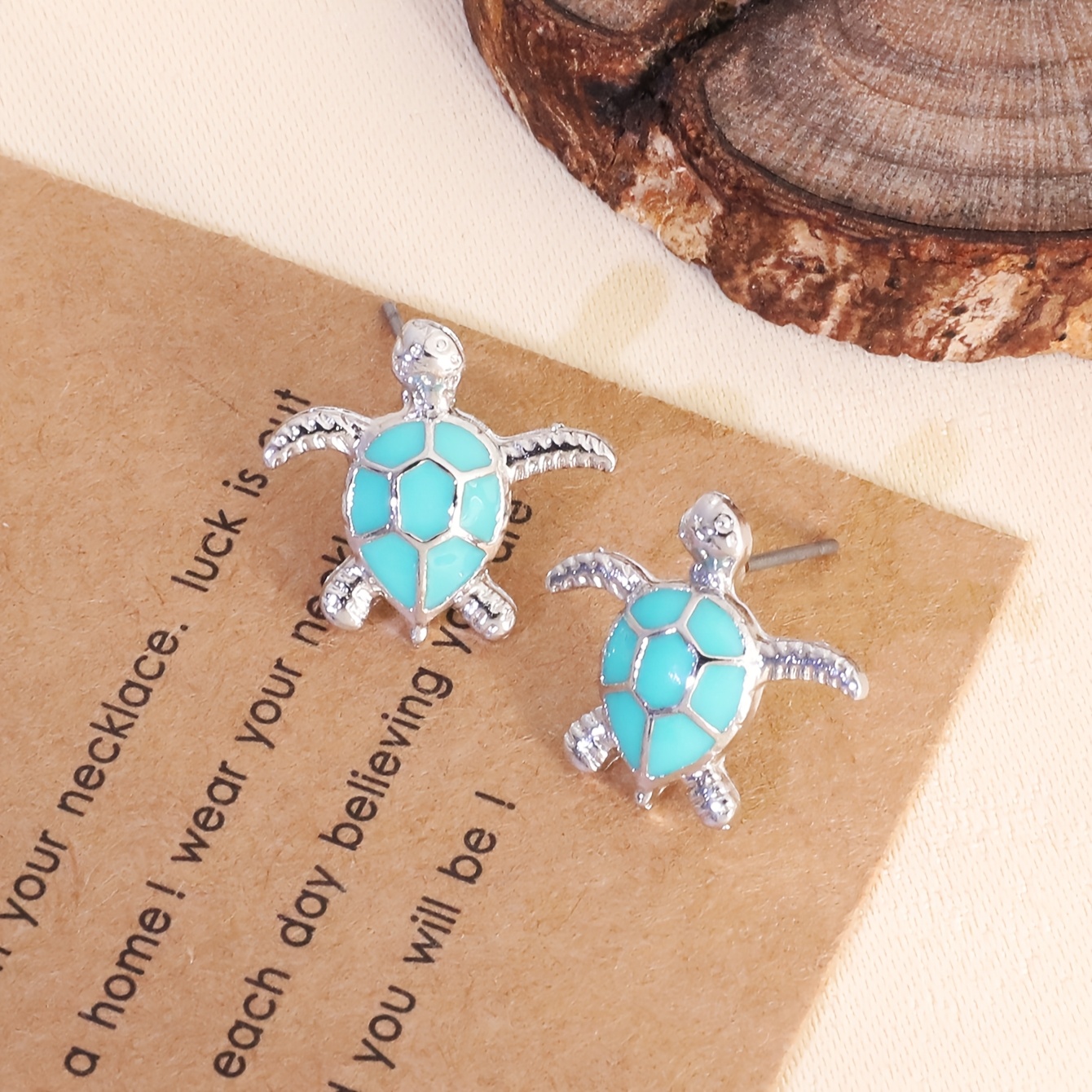 Pair Of Green Metal Cute Minimalist Turtle Earrings For Women
