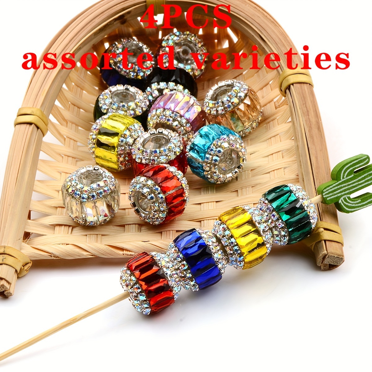 TEMU 4pcs Random Color Acrylic Beads & Bead Assortments With Accents, Creative Making Supplies, Handcrafted Accessories For Bracelets And Pendants,