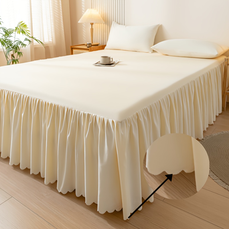 TEMU 1pc Cubre Cama Elástico Estilo Moderno con Encaje, Falda de Cama Transpirable y , Mejora la Limpieza, y Agradable , Lavable a Máquina, Adecuado