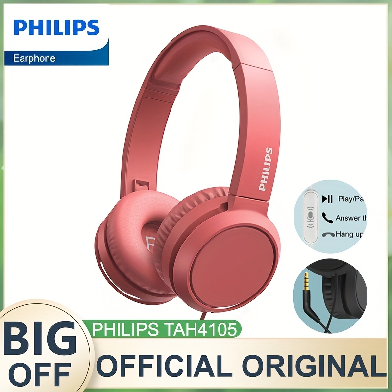 PHILIPS TAH4105 Prijenosne slušalice s izolacijom buke i dinamičnim basom, pogodne za gaming, zatvorene slušalice, lagane, visoko elastične jastučiće za uši, kompatibilne s PC-om, tabletom i pametnim telefonom / Podcast kompatibilne