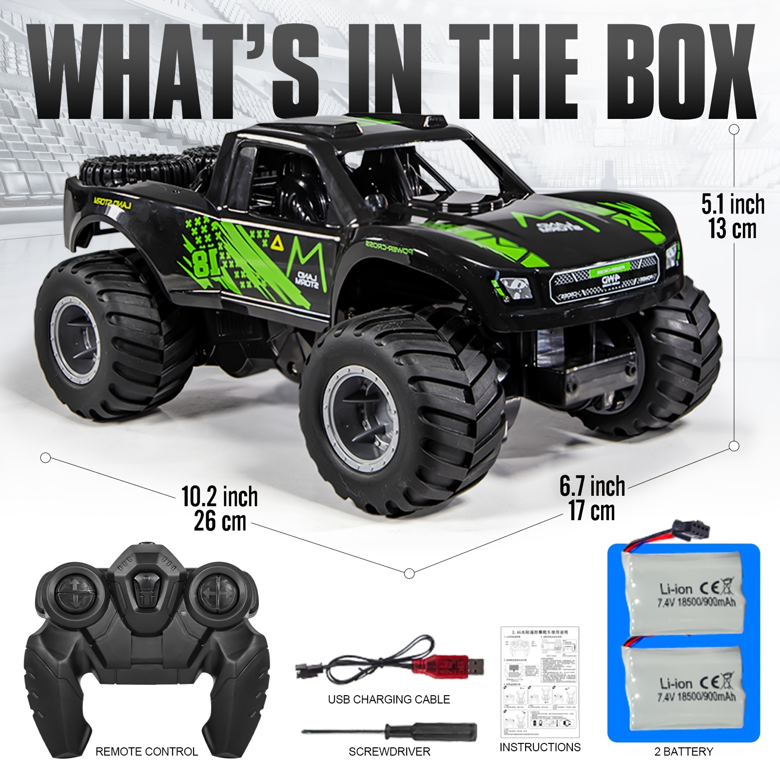 Remote Control Cars For Boys, Rc Truck 4x4, 1:16 Scale, Off-Road Truck With Two Rechargeable Batteries, High Speed Vehicle.