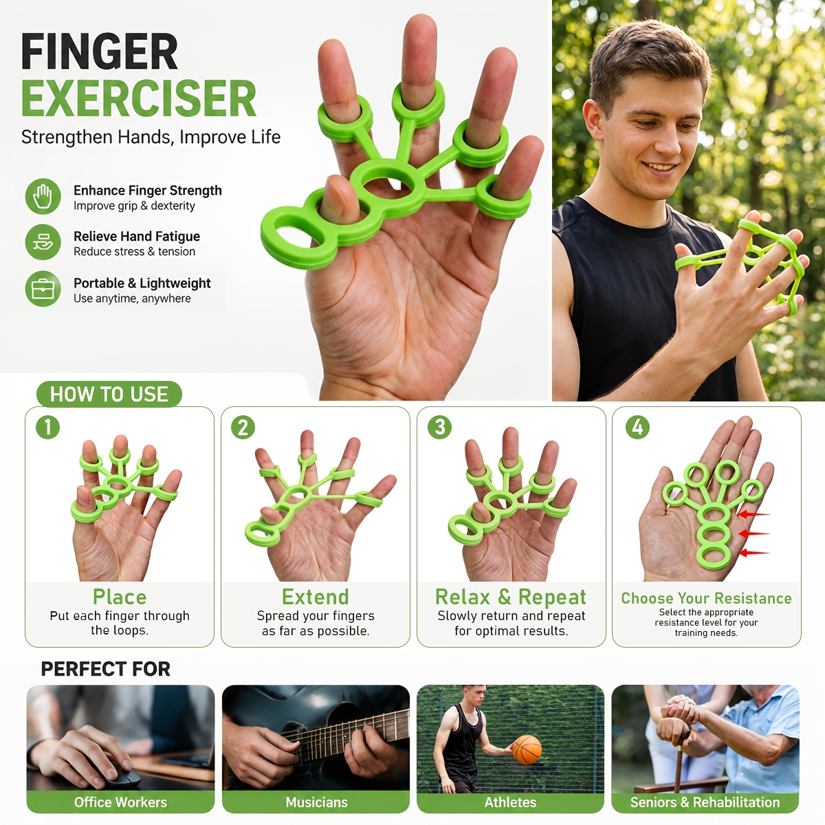 Silicone Finger Trainer 2 Pack Resistance Bands