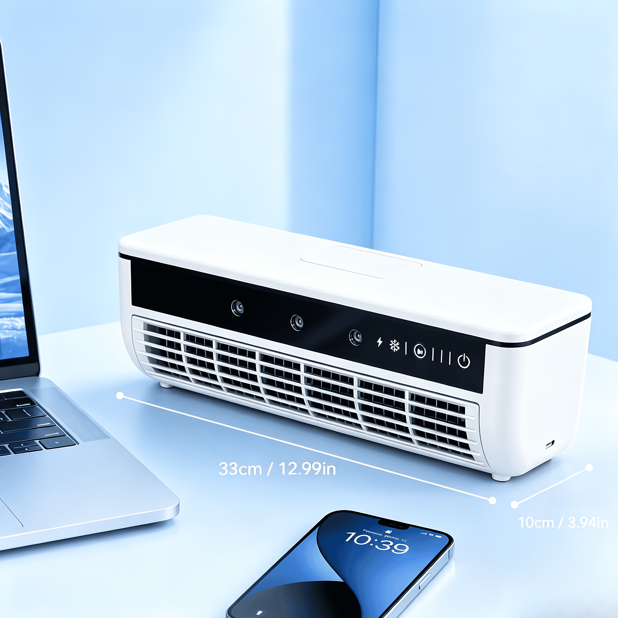 Ventilateur de Refroidissement par Eau 3-en-1 Amélioré avec Brume de Glace, Humidificateur et Refroidissement à Semi-conducteur | Pulvérisation à Trois Trous, Télécommande, Fort Flux d'Air Glacial et 