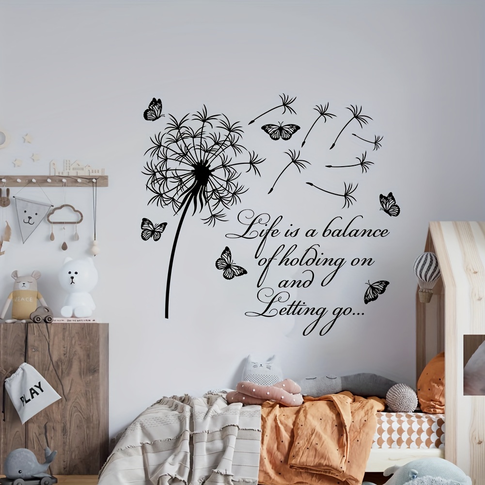 Dandelion Inspirational English Wall Decal For Living Room Entryway, Self-adhesive Sticker