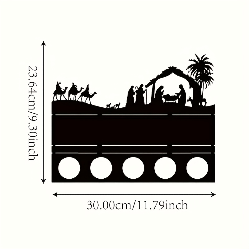 TEMU 1pc Elegant Wrought Iron Nativity Scene Candle Holder - Christmas Desert Wrought Iron Decoration, Ideal Gift For , Perfect For Tabletop And Room