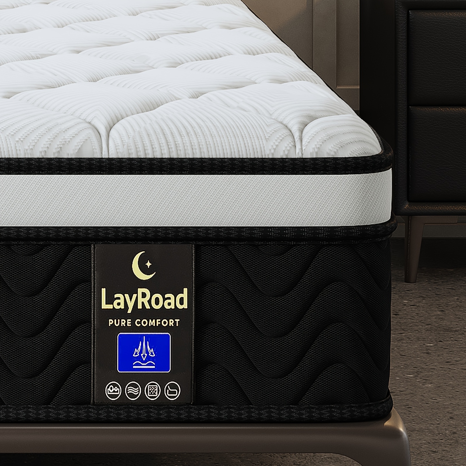 TEMU 12in/14inch Twin, Full, Queen, King, Mattress Memony Foam And Spring, Medium Firm Mattress For Cooling, Pressure Relief, Motion Isolation