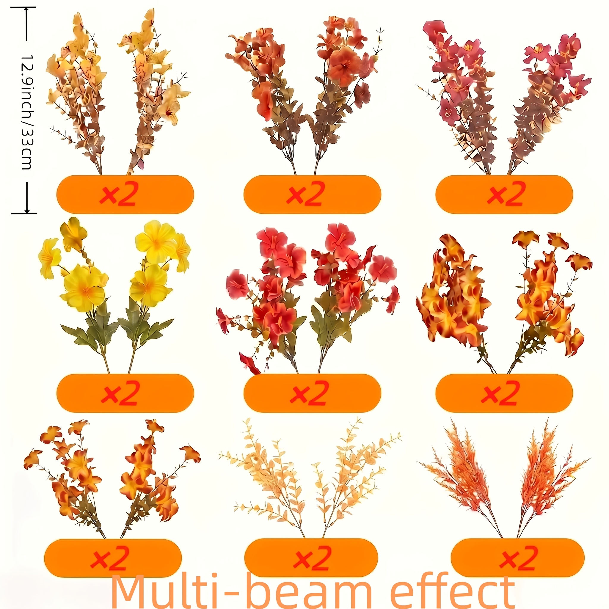 18pcs Set Of Outdoor Artificial Flowers, Suitable For Autumn Outdoor Decoration. Artificial Plants Have Anti-uv And Do Not Fade Easily. Suitable For Outdoor Planters, , , Gardens