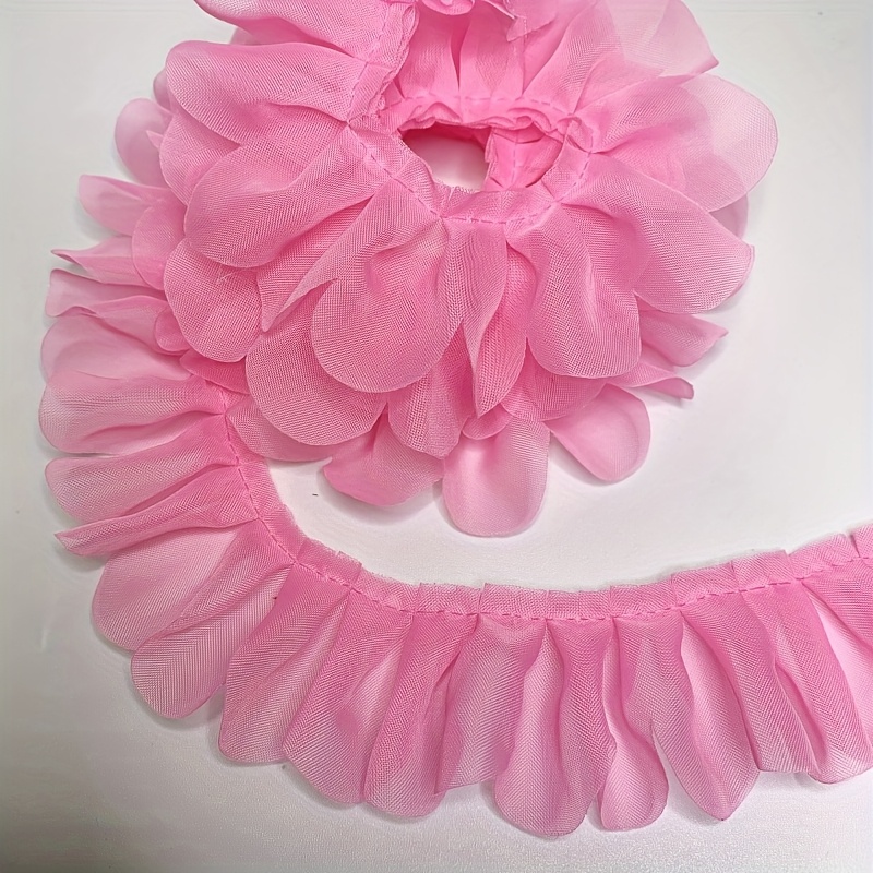 TEMU Tejido de Encaje Plisado en Relieve de 270cm x 4.5cm - Tela Sólida No Elástica para Decoración de Faldas y Escotes, Ropa, Zapatos, Sombreros y