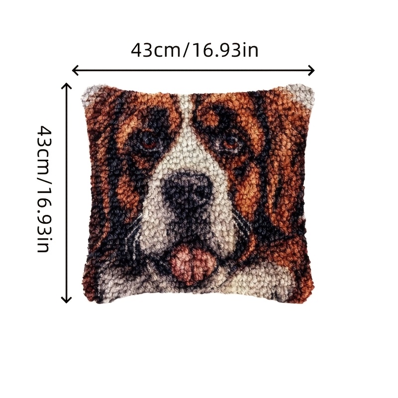 Saint Bernard Latch Hook Pillow Kit, Crochet Yarn Needlework