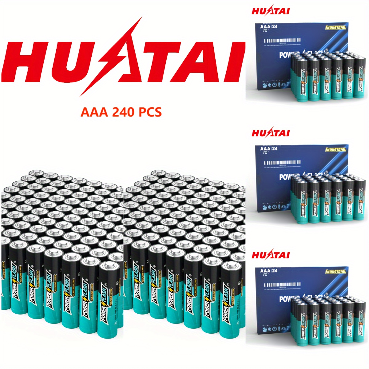 

Huatai Powerflash Aaa 240 Pcs High-performance Alkaline Batteries Value Pack, Lr03, Triple A Batteries For Home, Various Household Device, Romotes