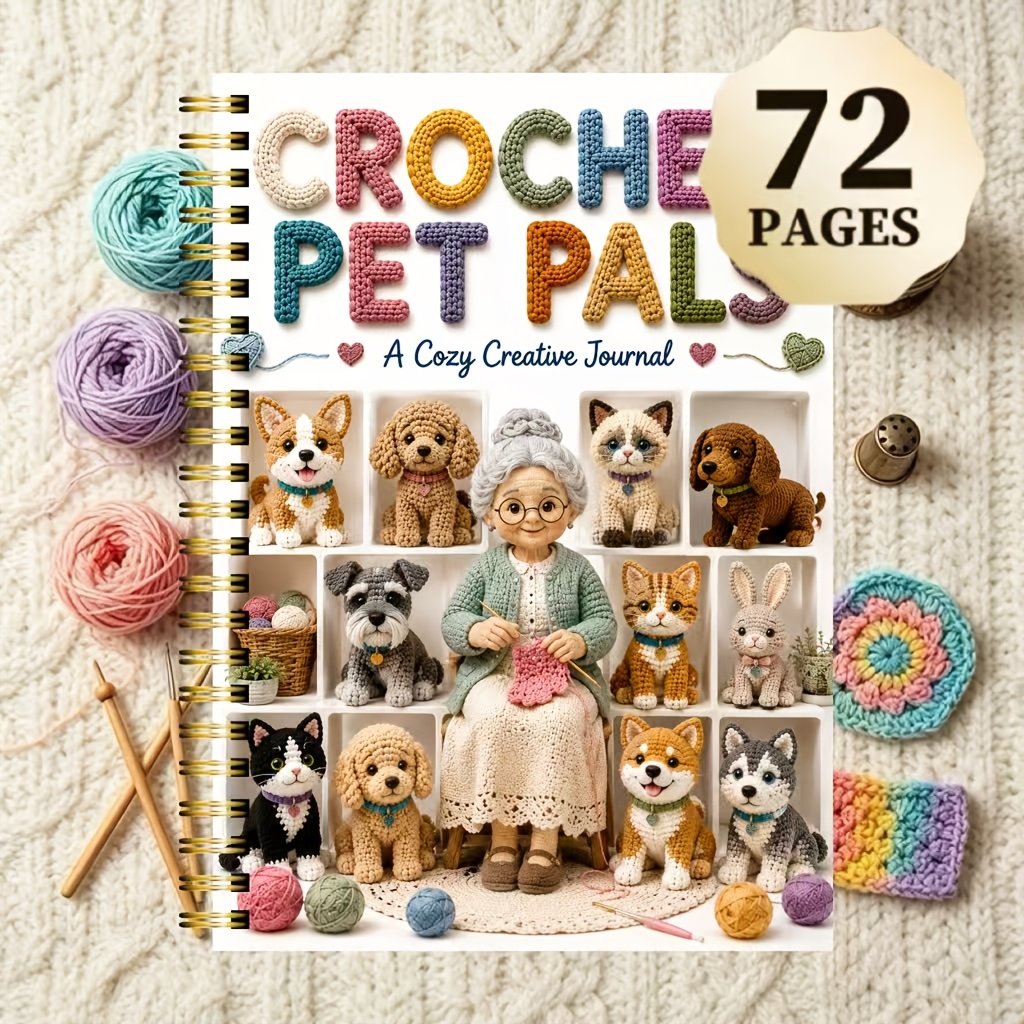 TEMU 1pc Subject Notebook Beginner Crochet Handmade Doll Making Manual: Subject Notebook For Dog, Kitten, Corgi And Poodle Making - Handmade Crochet