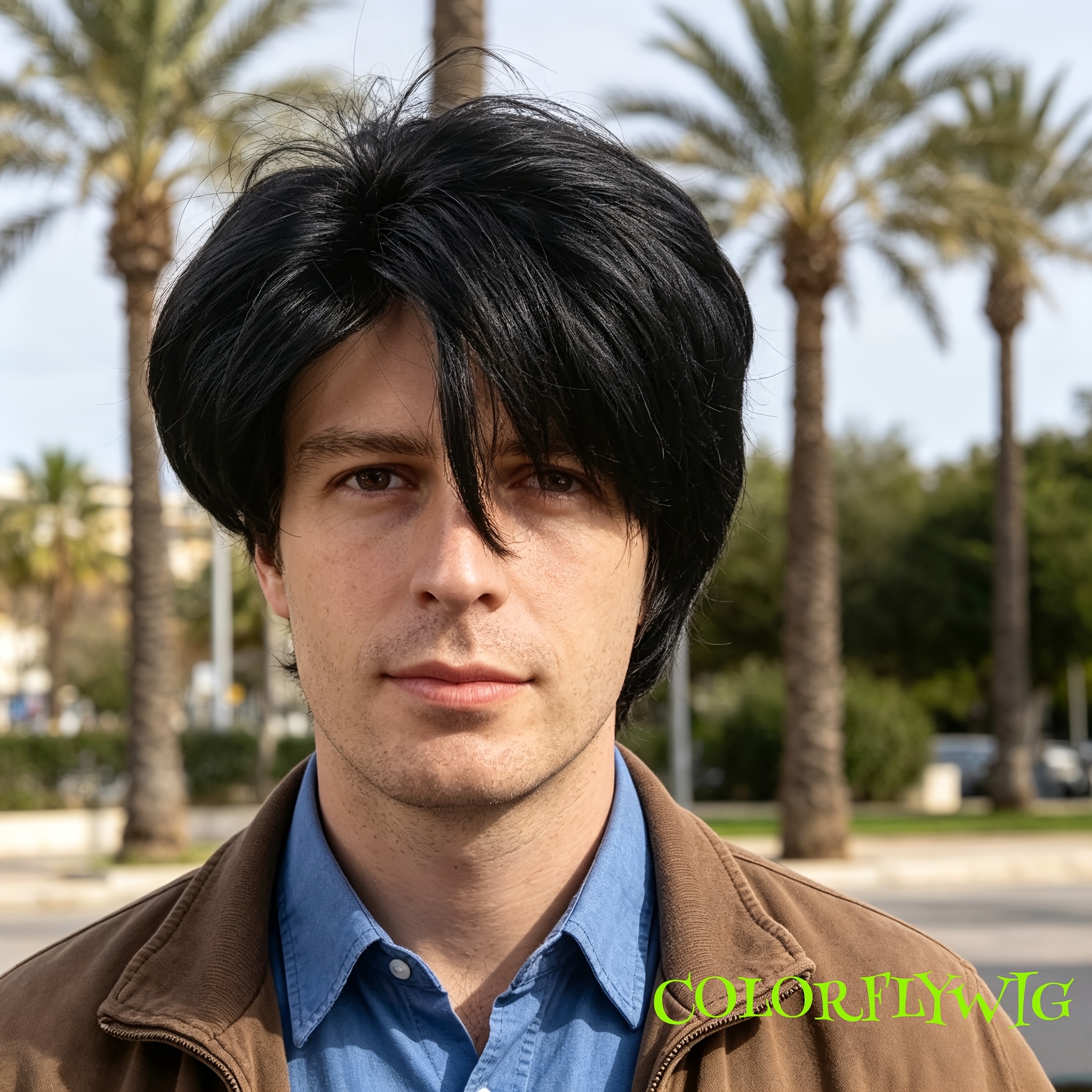 TEMU Men's Natural Black Short Wig, Realistic Daily Wear Synthetic Wig For Men, Breathable Comfortable Wig For Cosplay & Everyday Use