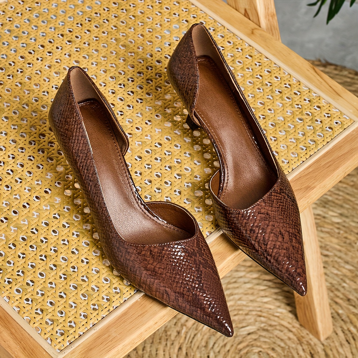 TEMU 899 Chaussures à Talons Hauts à Ouverture Latérale, Imprimé , Texture Animale, Plateforme Unie, Chaussures Plates Simples pour Femme, Chaussures