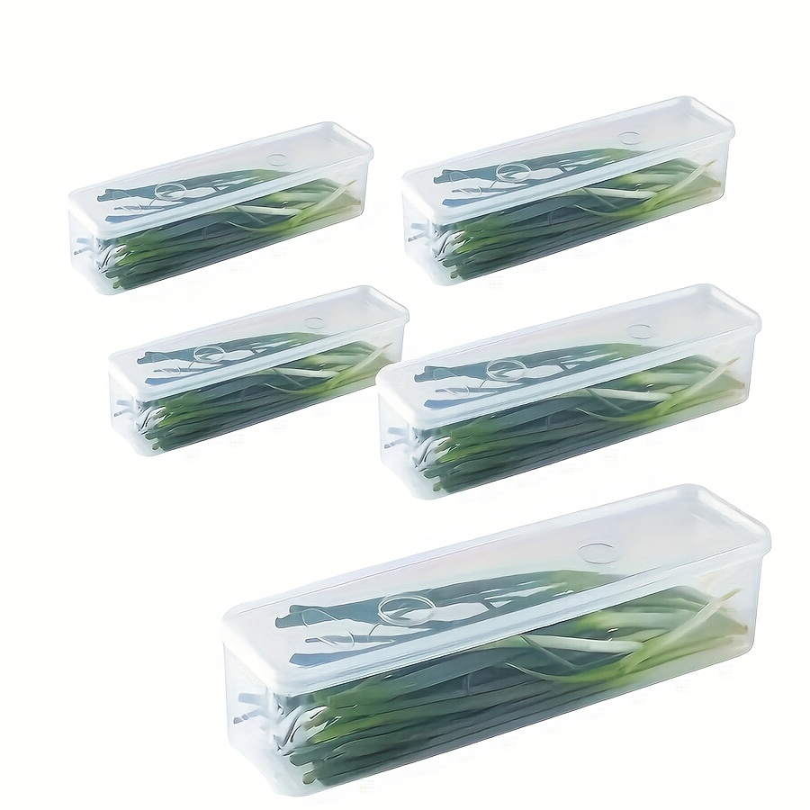TEMU 10pcs High-quality Transparent Vegetable Storage Containers With Lids, Suitable For Storing Vegetables Like Celery And Scallions, Multi-pack