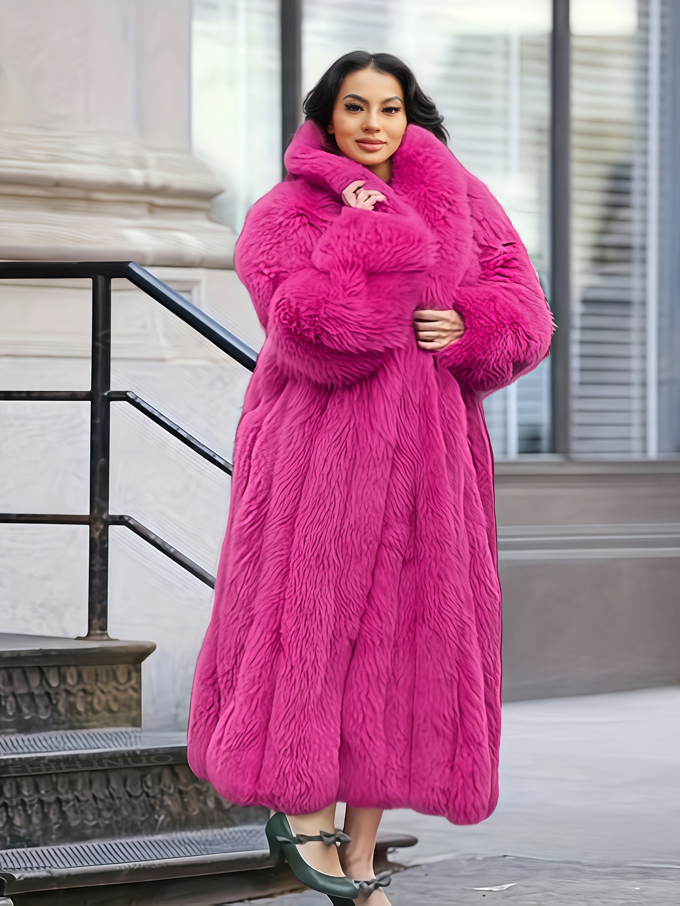 Winter Coat Pink Faux Fur Coat Plus Size Winter Coat With Plus