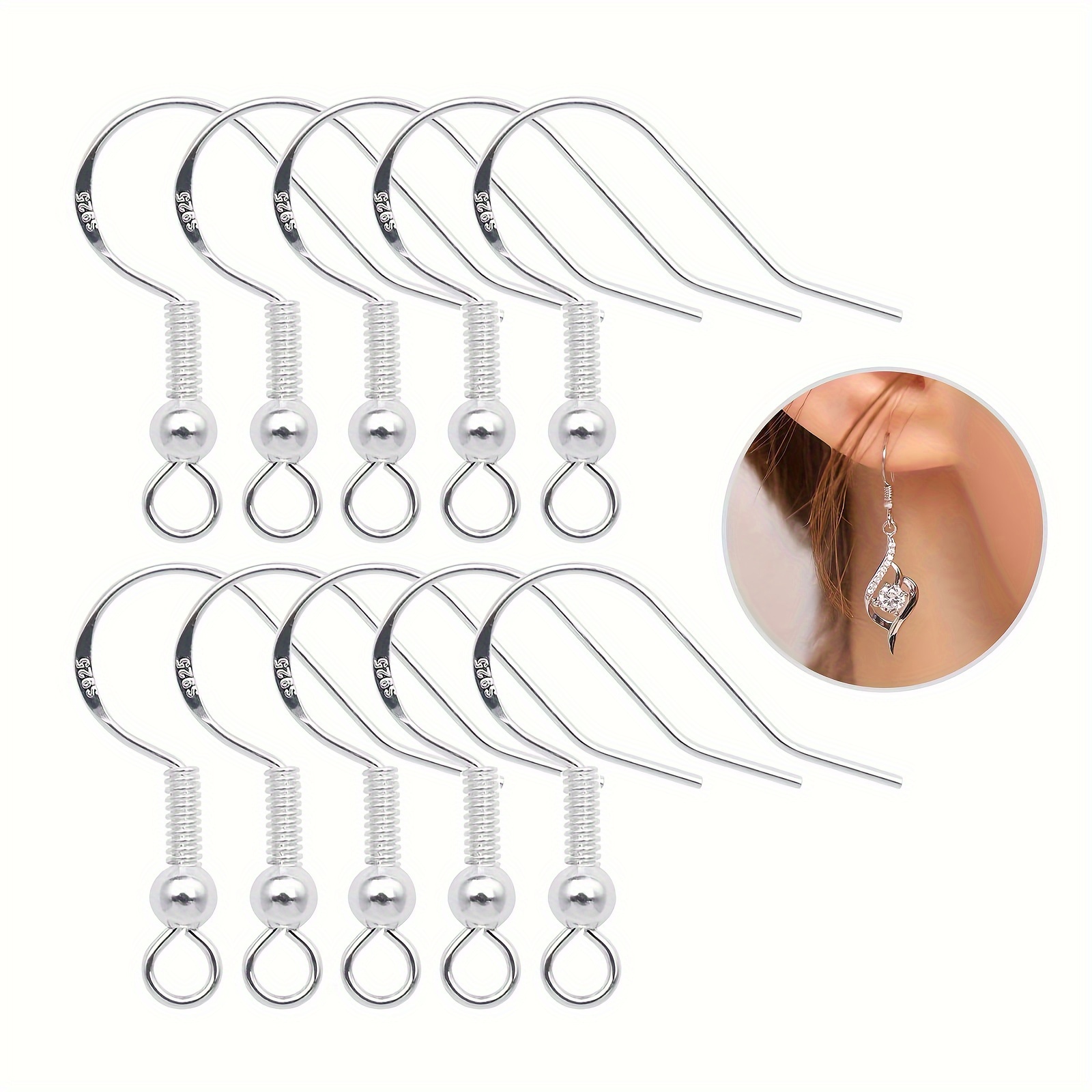 1 Box 100Pcs 3 Styles Stainless Steel Earring Hooks Non-allergenic Plastic  Safety Ear Wires Fish Hook Kit for Jewelry Making DIY Dangle Earrings  Crafts Findings Accessory 