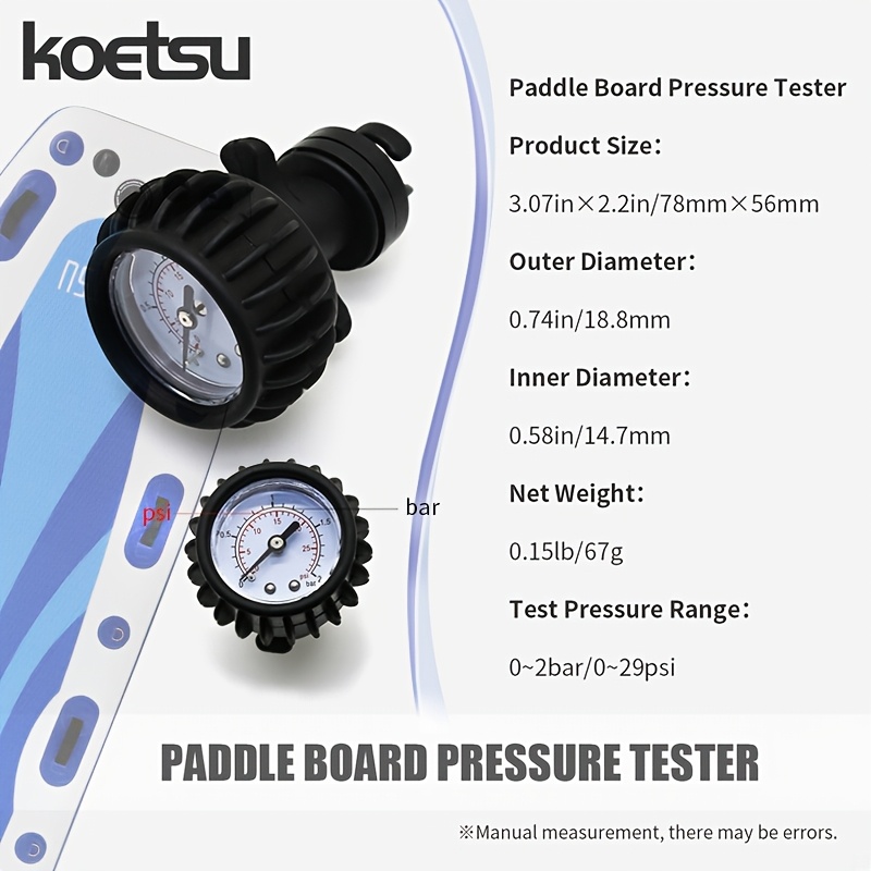 TEMU The Koetsu Paddle Board Pressure Tester Features A , Monitors Air Pressure Data, Is Easy To Carry, To Various , And Is To Install And Use. Used
