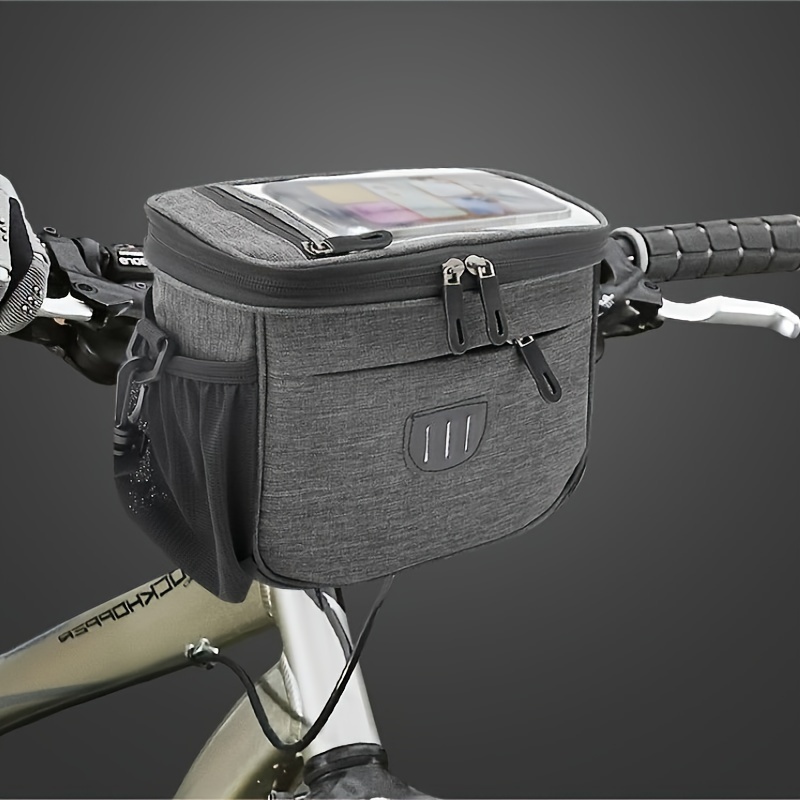 

Adjustable Bike Handlebar Bag With Cell Phone Pocket, Large Zippered Storage Bag, Keeps Your Essentials Safe And Easy To Access