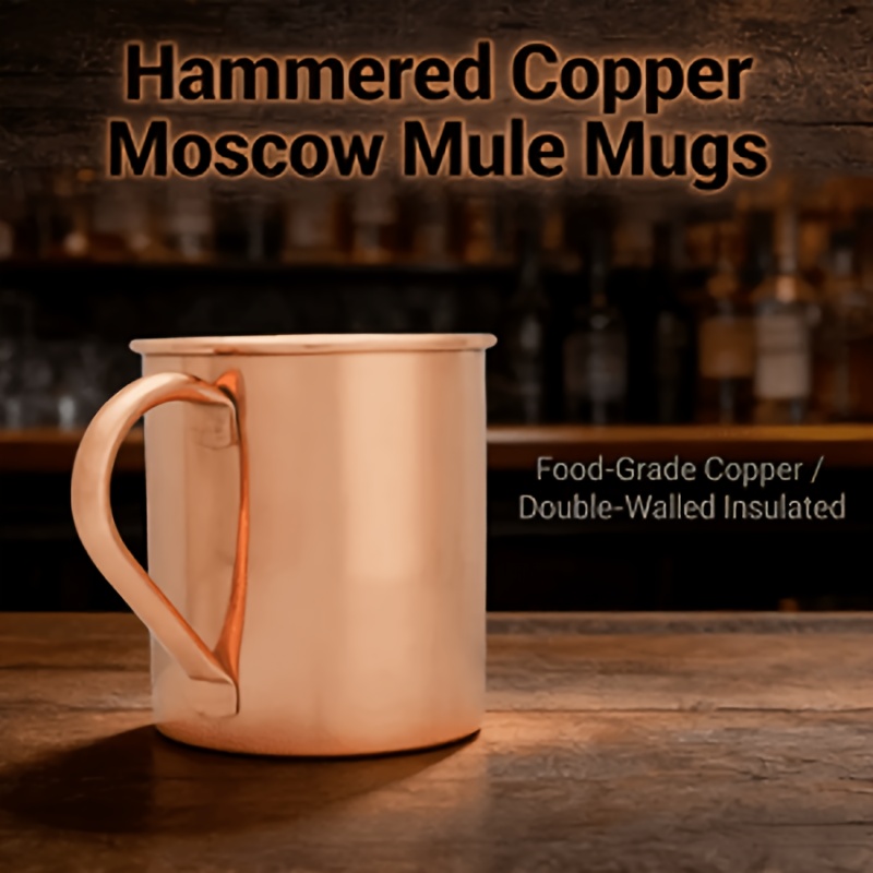 hand   moscow mule mug 16oz solid copper lining reinforced   handle heavy duty drinkware   handmade cup for hot cold beverages