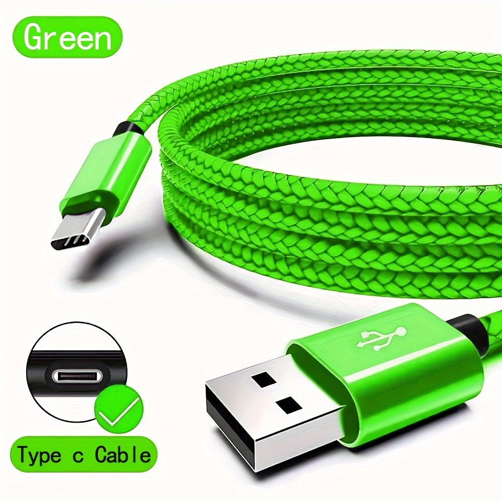 USB C Fast Charging Cable, Durable Nylon Braided, Flat Shape, Male to Male, No Battery, USB A to Type C Charger Cord for iPhone 15 Series/iPad Pro/Air5/MacBook/Samsung S22/S21/S20, 60W, ?36V Compatible