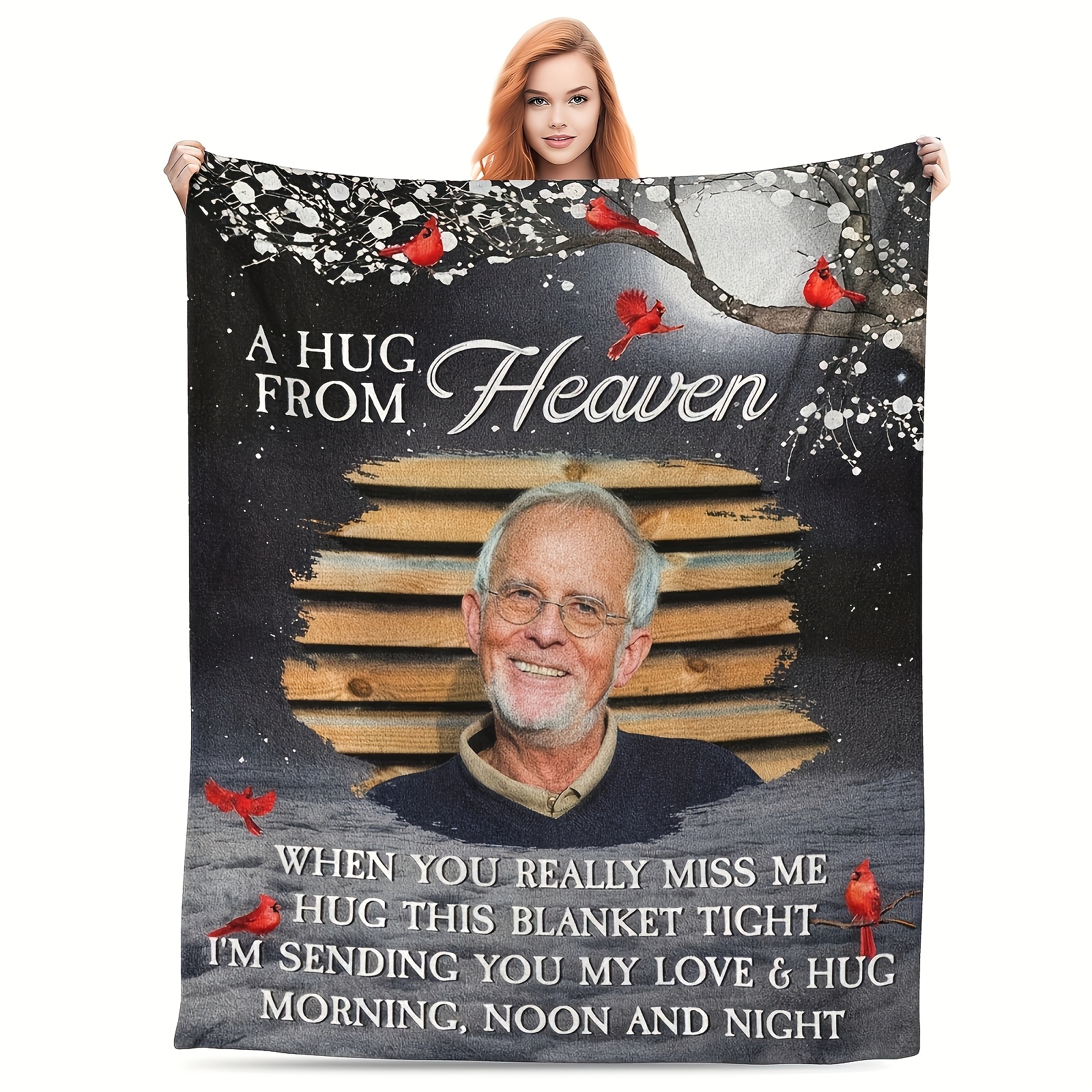 

1pc Custom Photo Personalized Photo Memorial Blanket, Sending , Memorial Gift For Family , Mom, Dad, Brother, Sister