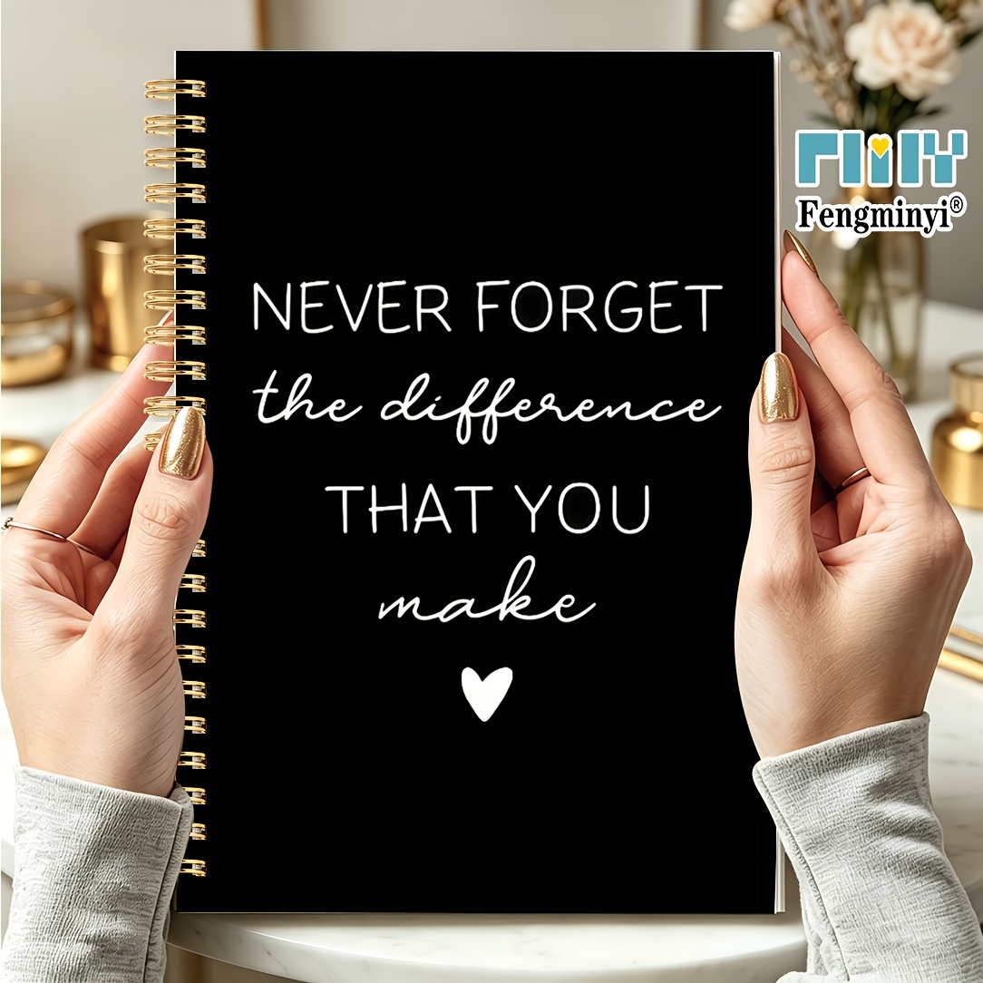 TEMU Inspirational Spiral Notebook - Elegant Black Cover With " You Make" Printed On It, 50 Pages 8.3"x5.5" Diary, A Thank-you Gift For Teachers,
