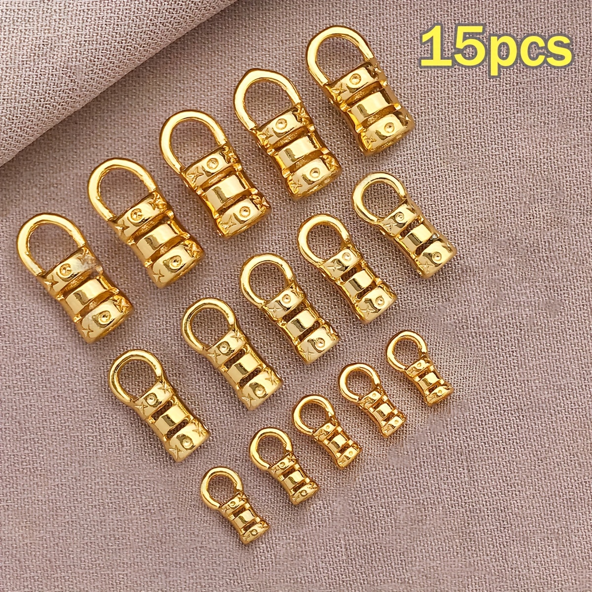 15 Mixed Sizes Brass 14k Gold Plated Clasps, Suitable For Necklace End Caps, Chains, Handmade Cord, Cord, Steel Wire, End Wrap Clasp Accessories