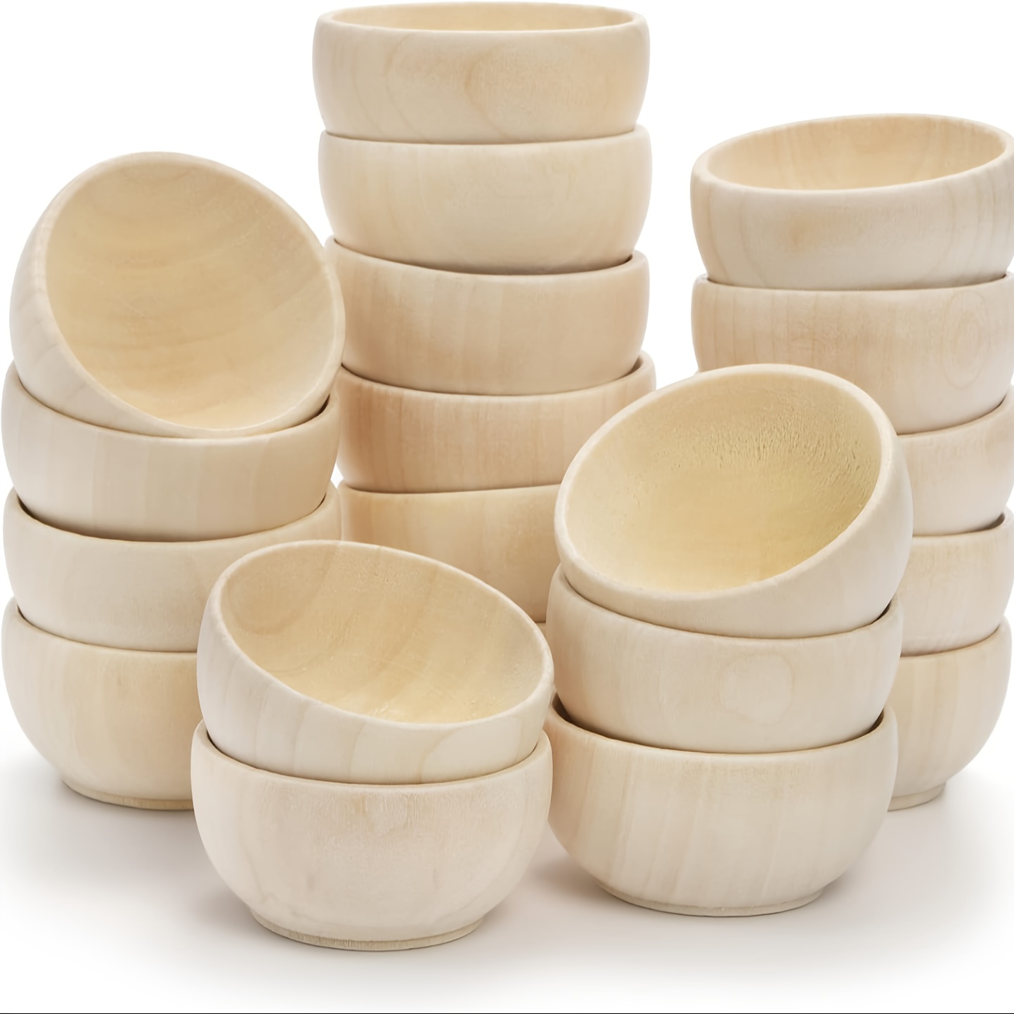 

5/8pc Set Unfinished Wooden Bowls - Diy Craft & Jewelry Making, Mini Round Sauce/condiment/salad/nut Dip Dishes, Unpainted For Painting, Home Decor & Portable Tableware