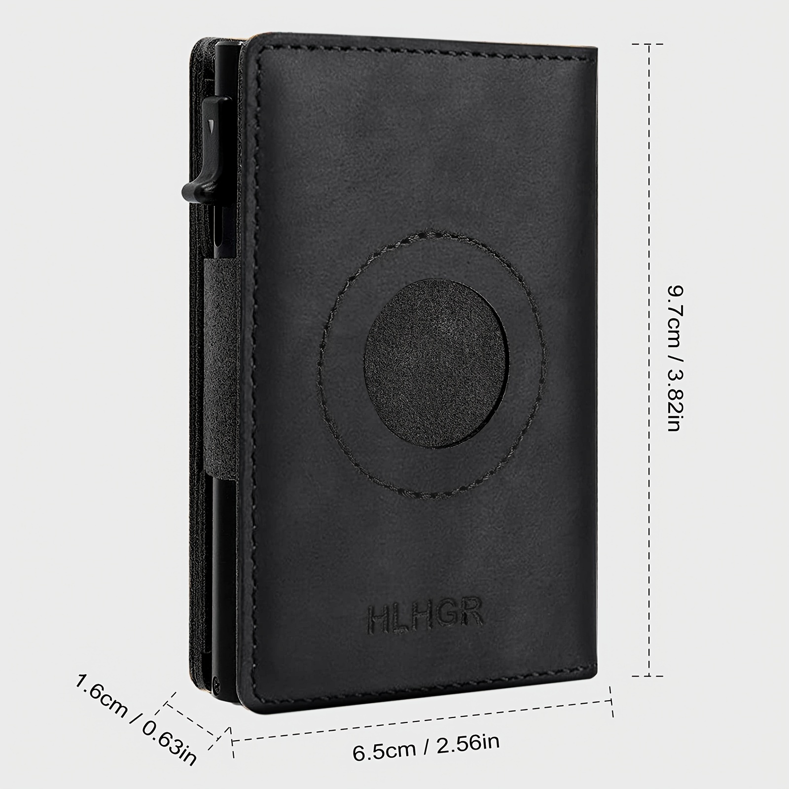 

Ayca Business Leather Men' With Automatic Pop-up Card Holder, Design And Airtag Slot, Rfid Blocking Solid Color Wallet With Eyelet Detail - Top-grain Leather Material