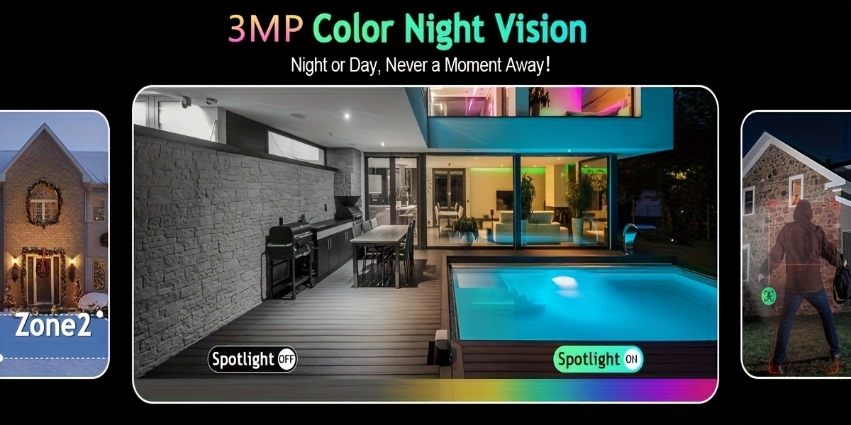 4 Pack black Security Cameras Wireless Outdoor/Indoor, 2MP Battery Powered 2.4Ghz WiFi Camera for Home Security with, SD/ Free Cloud Storage, AI Motion Detection, Color Night Vision, 2-Way Audio