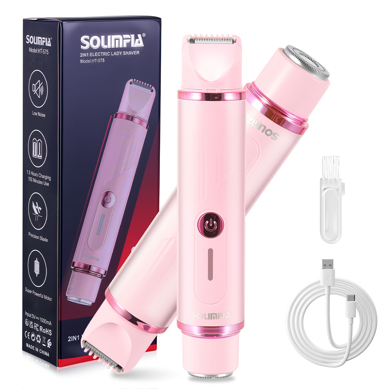TEMU New Women's Electric Hair Removal Device, Including Underarm, Pubic, Leg, And Body Hair Trimmers, Dual-head 2-in-1 Hair Removal Tool