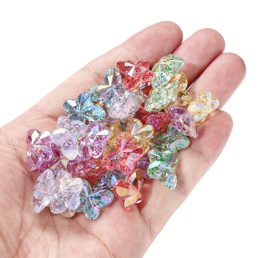 30pcs Clear Butterfly Beads for Jewelry Making & Crafts