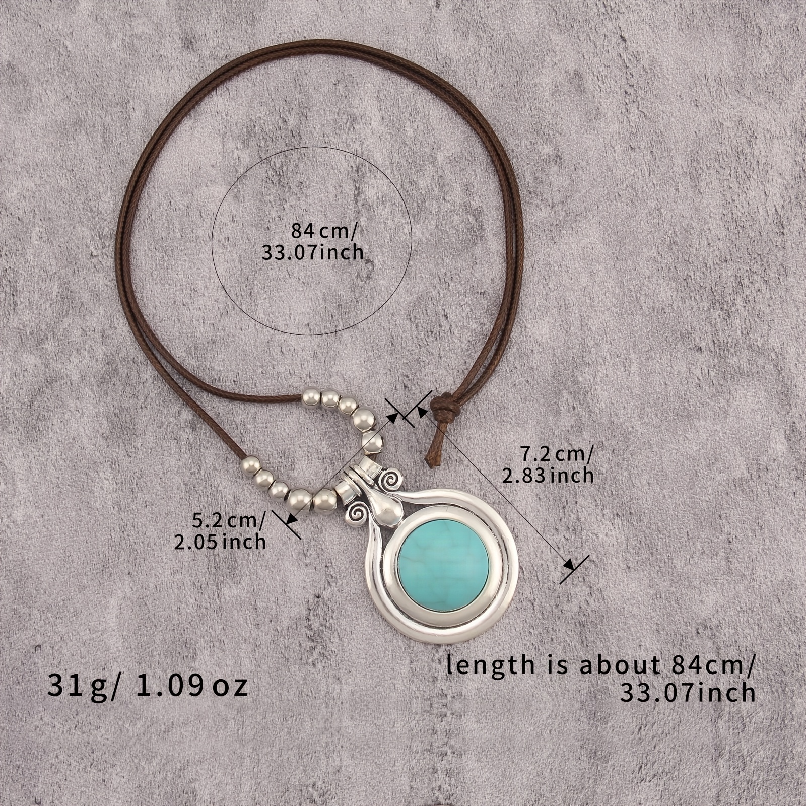 Unisex Bohemian Multi-Colored Stone Teardrop Pendant Necklace