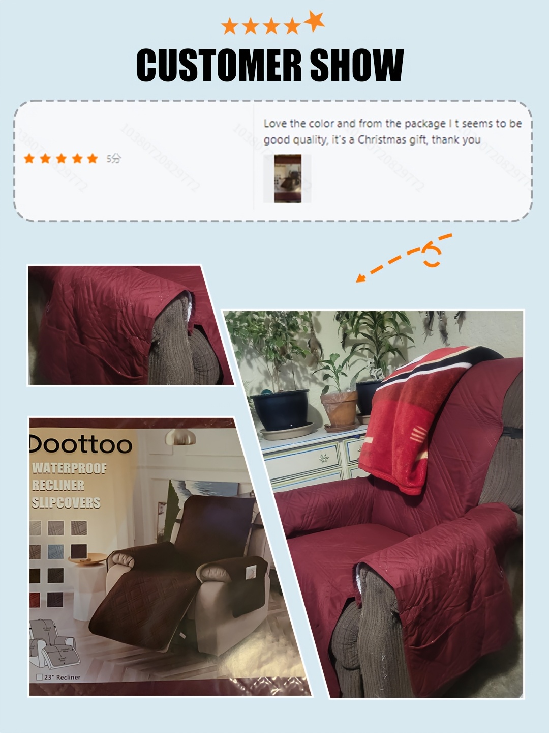 1pc 100 waterproof recliner chair cover non slip recliner covers for recliner chair with scratch resistant sofa slipcover washable furniture protector for living room summer home decor mothers decorations Product details 1