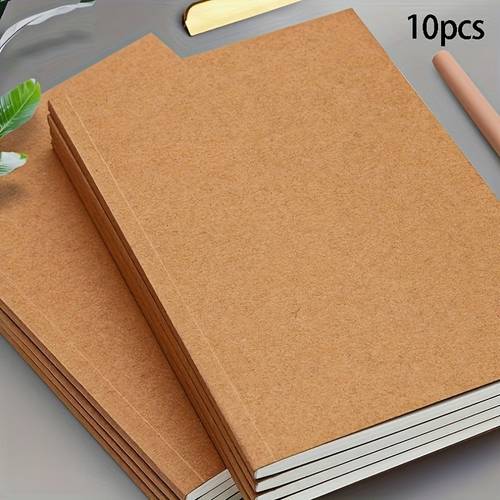 10pcs paper notebooks thickened soft copy horizontal exercise notebooks with blank pages brown cover or home use notebooks for school