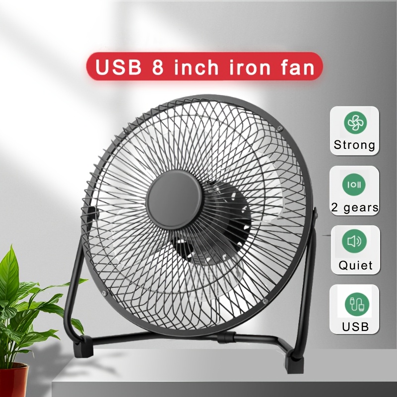 

Ventilateur de bureau électrique portable USB avec 2 vitesses réglables, 4 pour un flux d', et un angle réglable à 360°.