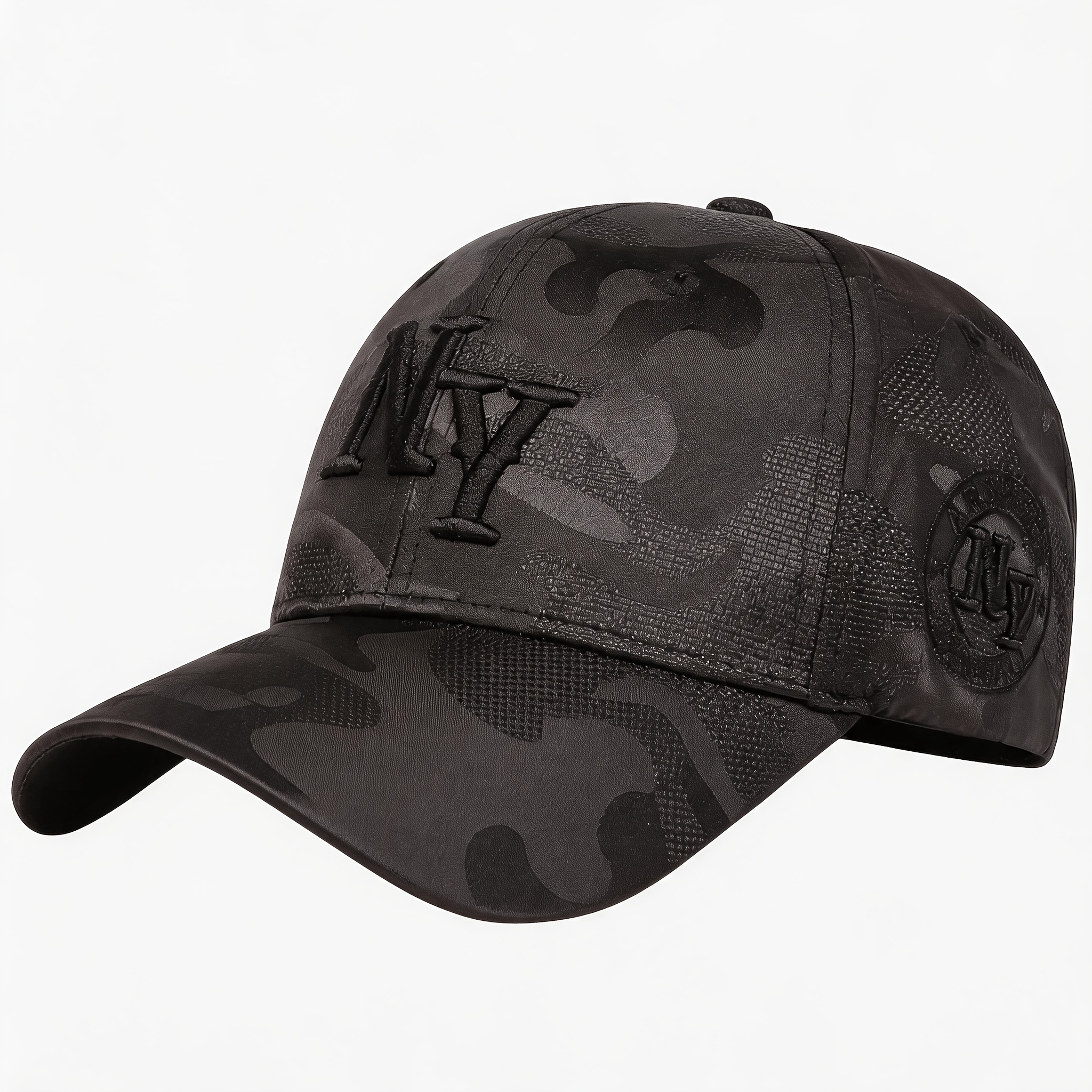 Image of 1pc Men' Ny Letter Camouflage Baseball Cap With Ny Lettering & Camo Print - Adjustable Strap, , Lightweight Hat Suitable For Travel, Beach, Casual Attire - Casual