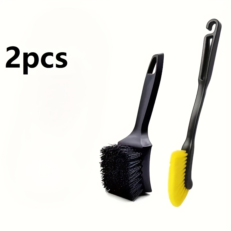 TEMU 2pcs Set Of Car Tire Brushes, Pp Material Car Wash Towels, Cleaning Tools, Car Cleaning Brushes, Tire Carpet Cleaning Brushes - Compact And Durable - Perfect For Cleaning Vehicles