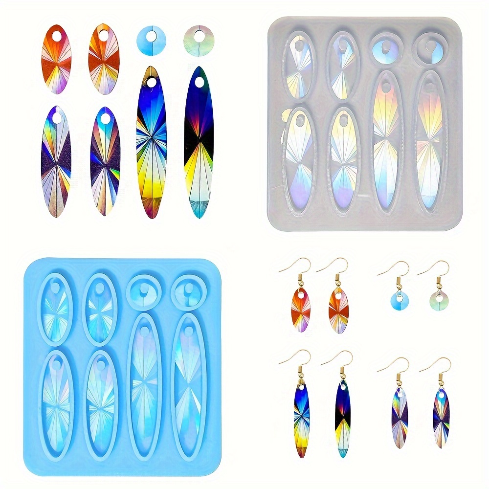 

Chic Holographic Earring Silicone Mold Set - Long Oval & Water Drop Shapes For Diy Jewelry Casting And Decorative Crafts