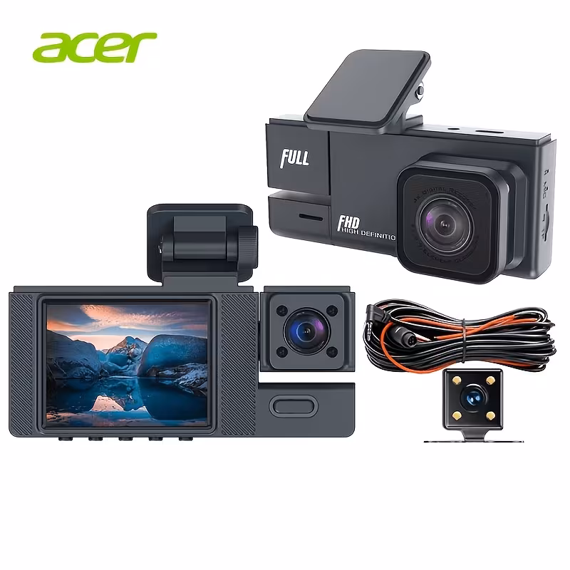 caméra de de bord 3 canaux : 1080p, intérieur et arrière 480p. dvr de voiture compact avec de 110° et vision , compatible avec la plupart des voitures. en charge la surveillance de stationnement 24h/24h, adaptateur (non ), enregistrement en Détails du produit 6