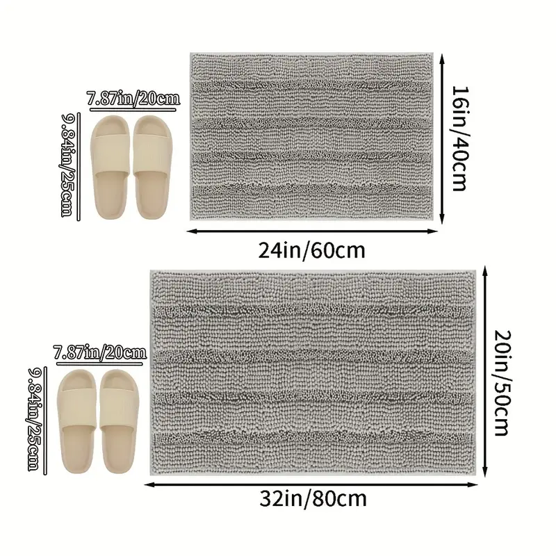 2pcs super absorbent footfeel soft and quick drying thickened style chenille bathroom mat fluffy ball bathroom mat non slip and comfortable and fashionable versatile bathroom mat guardian chenille thickened and enclosed soft absorbent non slip carpet mat two piece set bedroom living room bathroom washable home decoration Product details 2